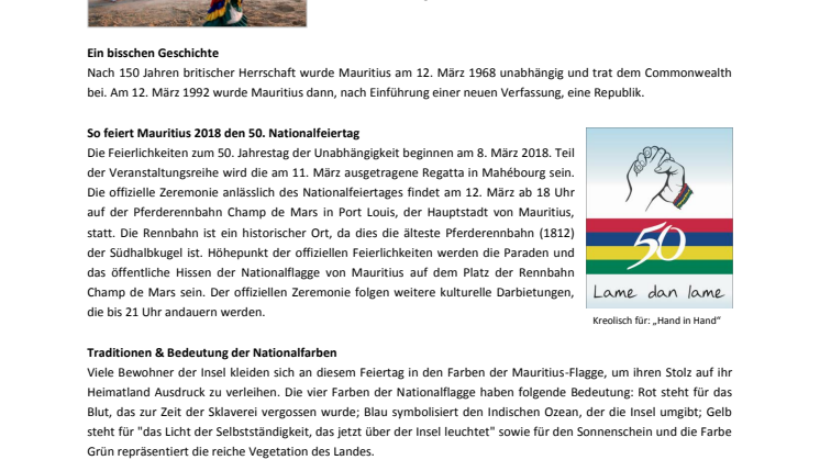 50 Jahre Unabhängigkeit Mauritius - Einheimische und Urlauber feiern zusammen