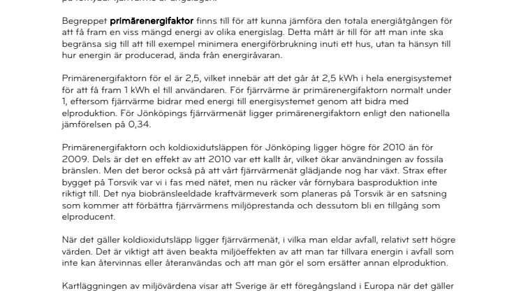 Fjärrvärmebranschen redovisar miljövärden