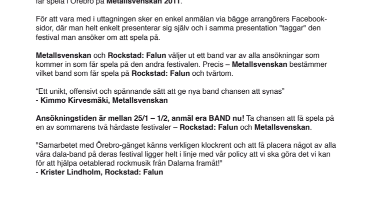 Bandbyte mellan Falun & Örebro