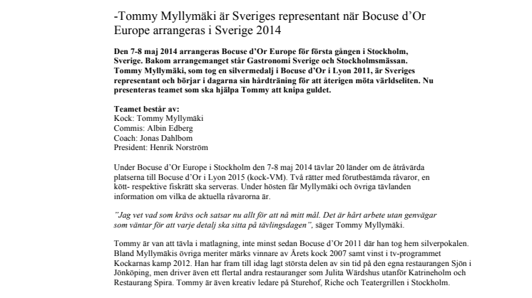 Nu startar den svenska satsningen inför kock-EM  
