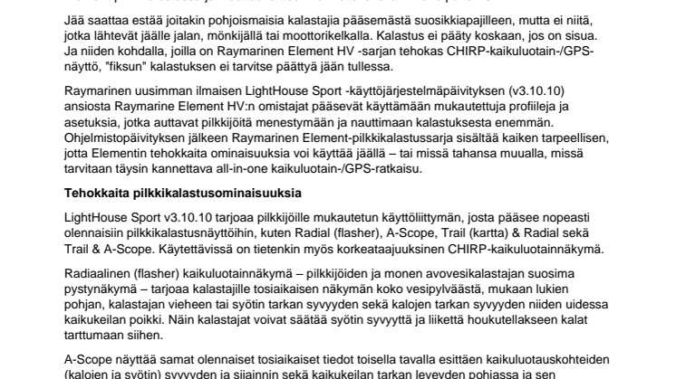 Muuta Raymarine Element HV -kaikuluotain-/GPS-näyttö parhaaksi pilkkikaiuksi