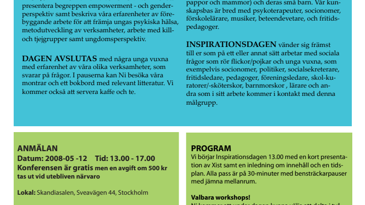 XIST INBJUDER ER till föreläsningar i seminarieform 