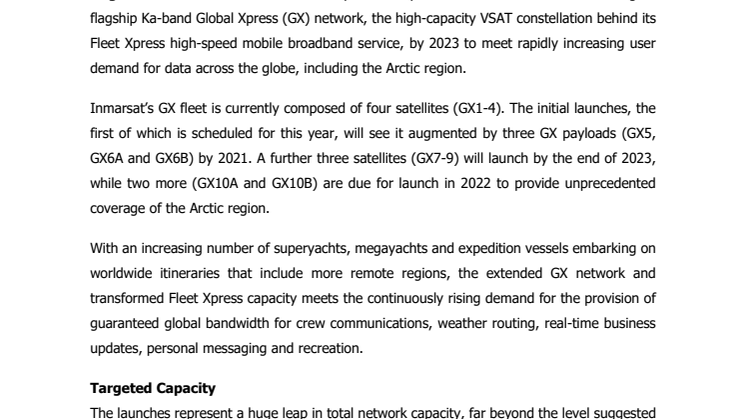 New satellite launches and cutting-edge innovation enhance global connectivity for superyachts through Inmarsat’s Fleet Xpress service