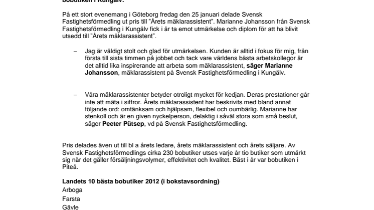 Årets mäklarassistent är från Kungälv