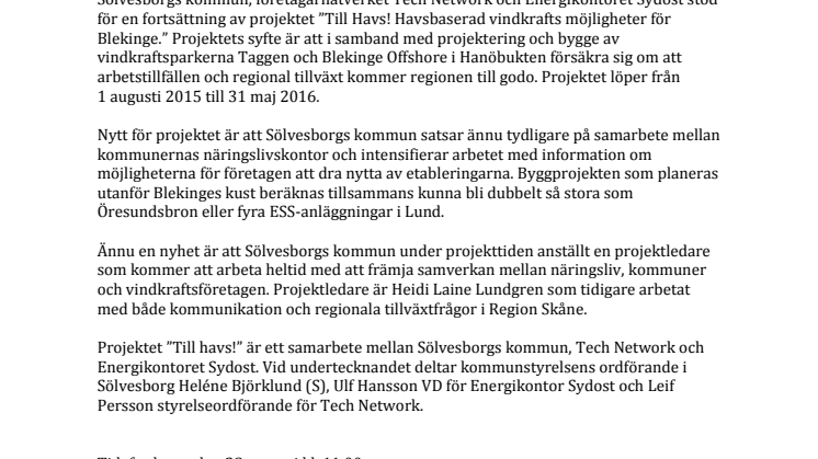 Samarbetet för att fånga möjligheterna med havsbaserad vindkraft fortsätter 