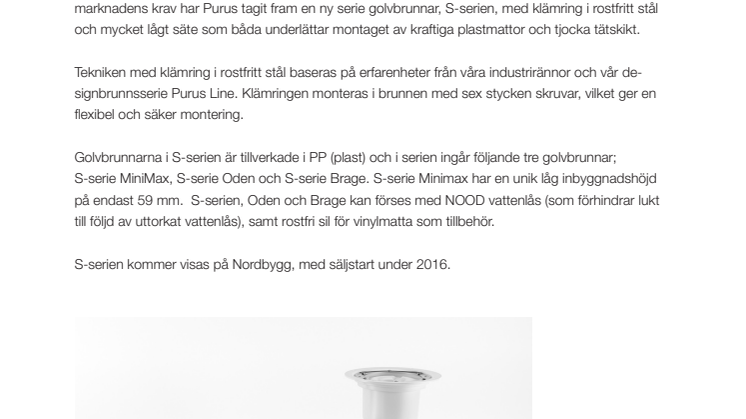 Purus lanserar ny serie med golvbrunnar för den svenska marknaden