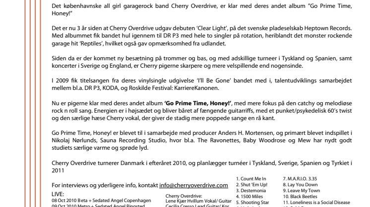 DET DANSKE PIGEBAND CHERRY OVERDRIVE ER KLAR MED DERES ANDET ALBUM