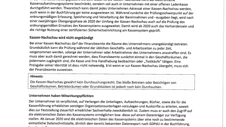 Merkblatt Kassen-Nachschau