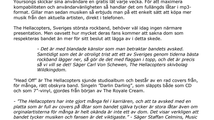 The Hellacopters från Yoursongs – gratis