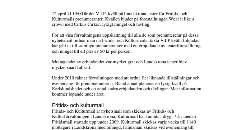 V.I.P. kväll på Landskrona teater