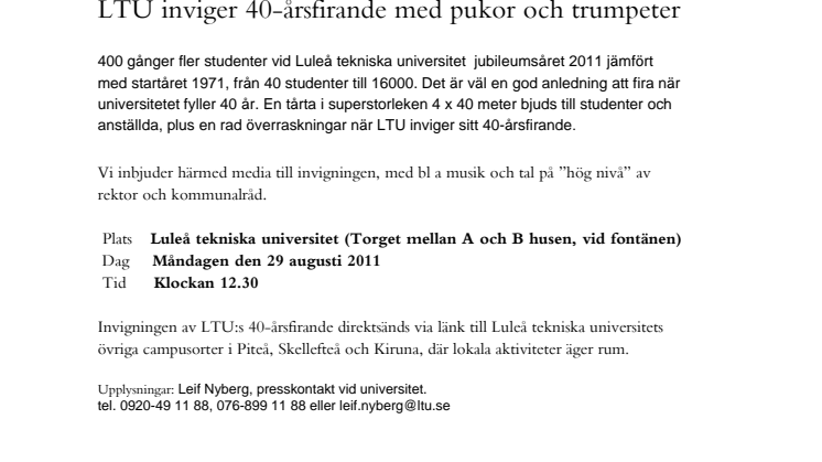 En förhandstitt på stor tårta till LTU:s 40 årsfirande