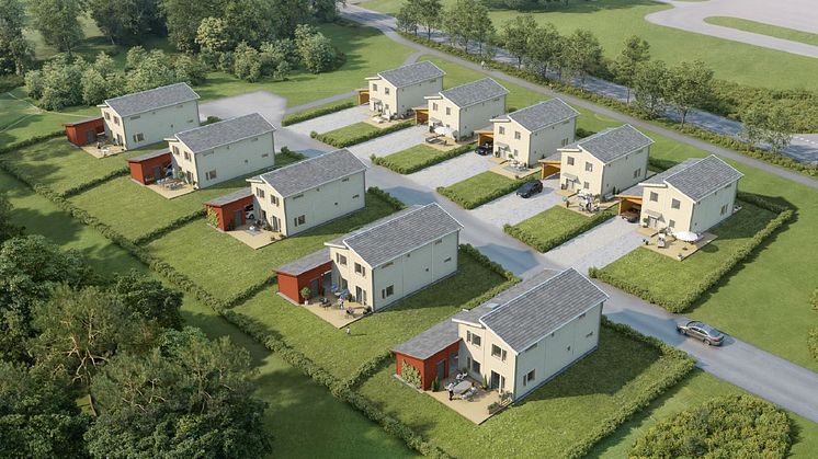 De tio villorna i Nöbbele Park byggs i två modeller om 122 och 138 kvm. 