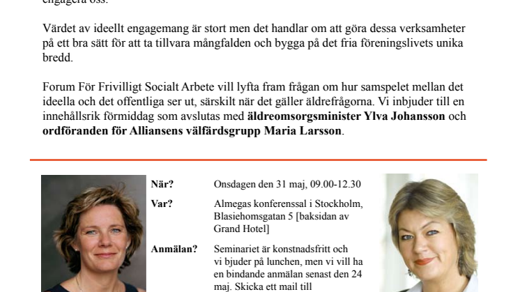 Pressmeddelande: Volontären i välfärden - med fokus på äldre
