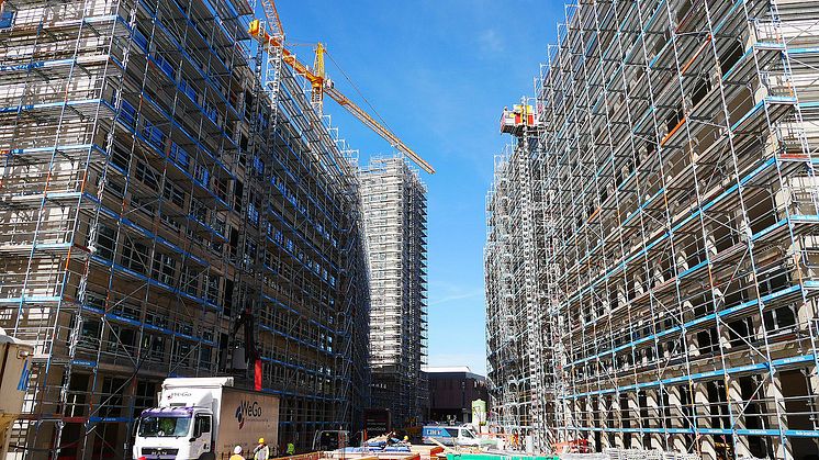 Die drei Zurich Gebäude der MesseCity Köln im Rohbau.