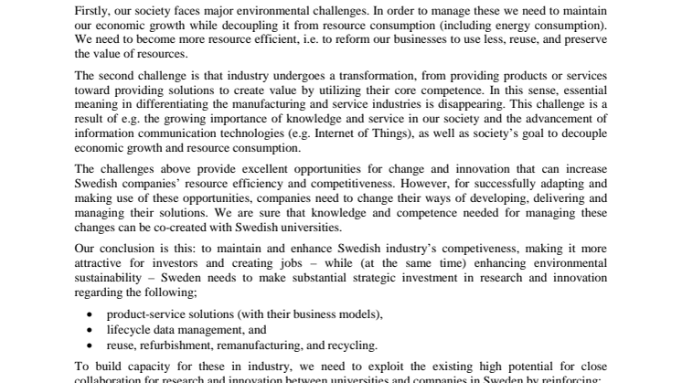 Avsiktsförklaring - white paper - för ekonomiskt starkt, attraktivt och hållbart Sverige