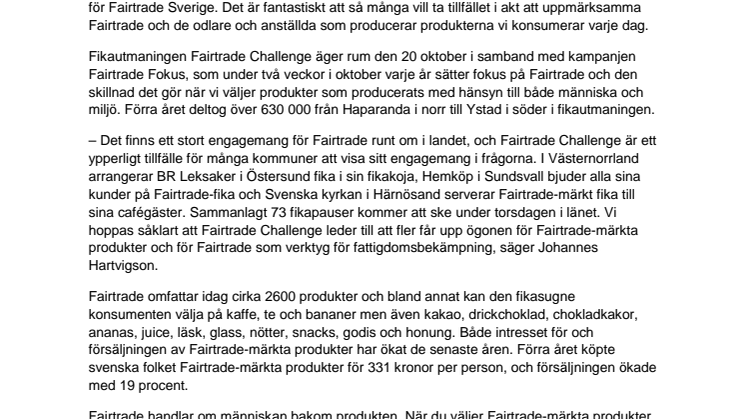 Över 10 800 västernorrlänningar deltar i årets stora Fairtrade-fika