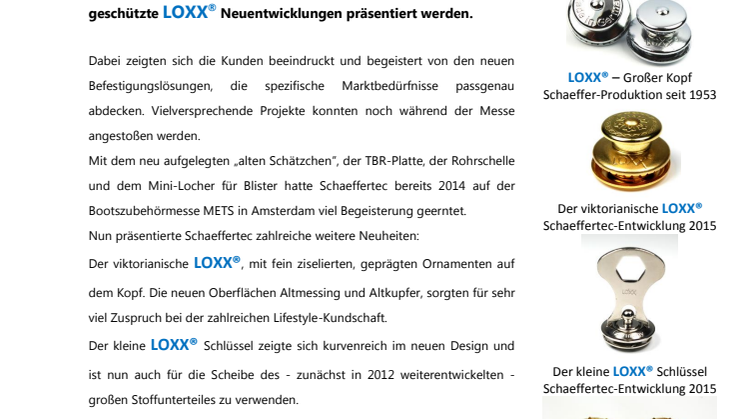 Schaeffertec erlebt mit LOXX® eine grandiose Techtextil 2015.