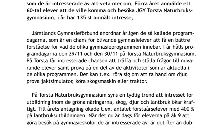Intresset för studier på Torsta Naturbruksgymnasium fördubblat på ett år.