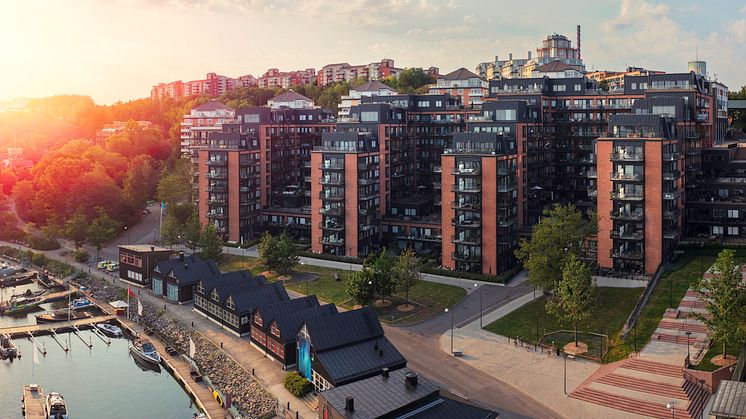 Lägenhetshus vid Nacka Strand utanför Stockholm