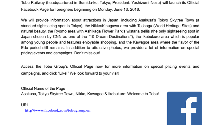  It opened an Official Facebook Page for foreigners