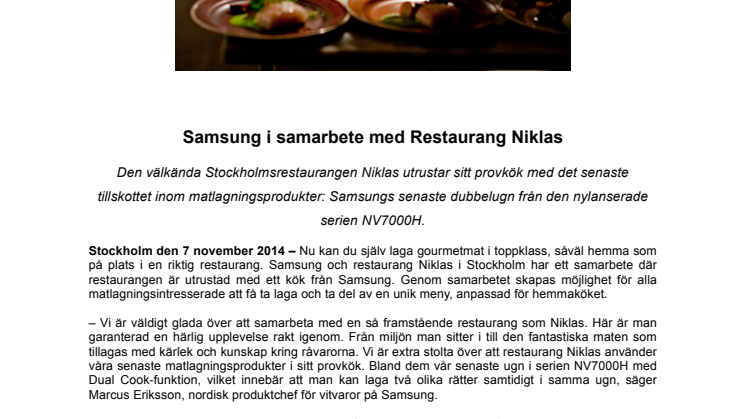 Samsung i samarbete med Restaurang Niklas