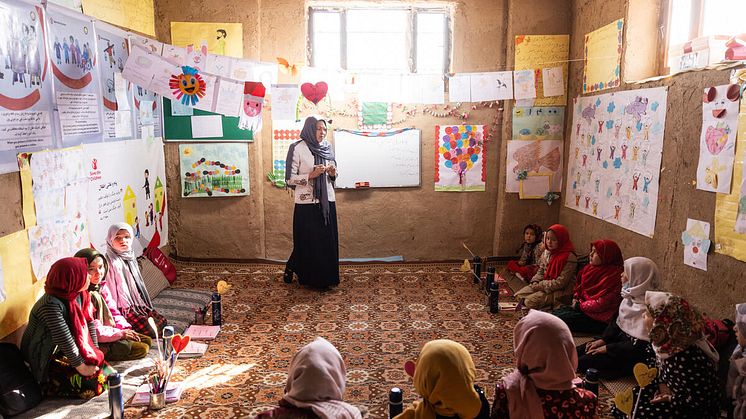 Rädda Barnens Child Freindly Space i Balkh-regionen, Afghanistan. Fotograf Jim Huylebroek and Save the Children