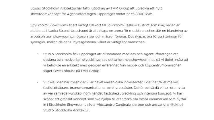 Pressinformation Studio Stockholm Arkitektur