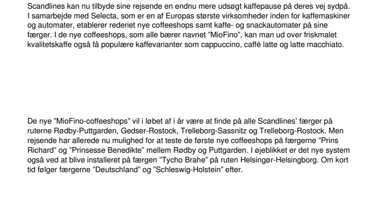 Nye coffeeshops på Scandlines’ færger
