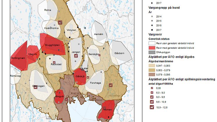 Kartbild - underlag licensjakt varg 2018 i Värmlands län
