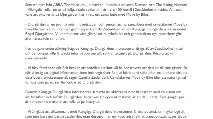 Nu rullar info från Djurgården ut till alla hotell - Stockholms grönaste ö i samarbete med Sveriges grönaste åkeri