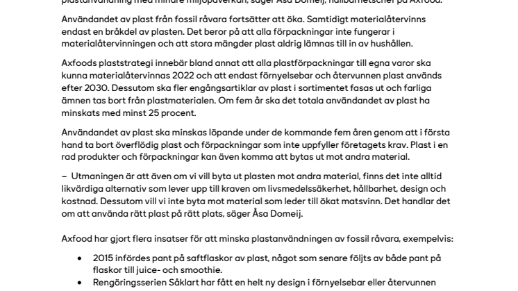 Axfood plastbantar 25 procent