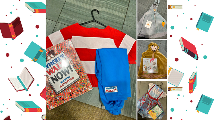 Image shows different costumers for world book day.