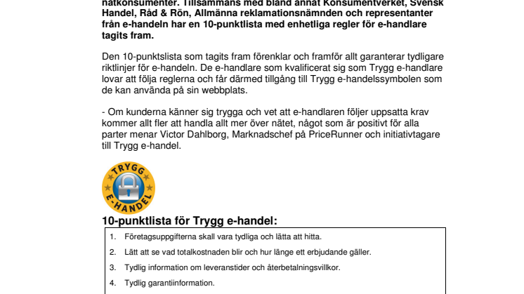 Nu lanseras kvalitetsstämpeln Trygg e-handel