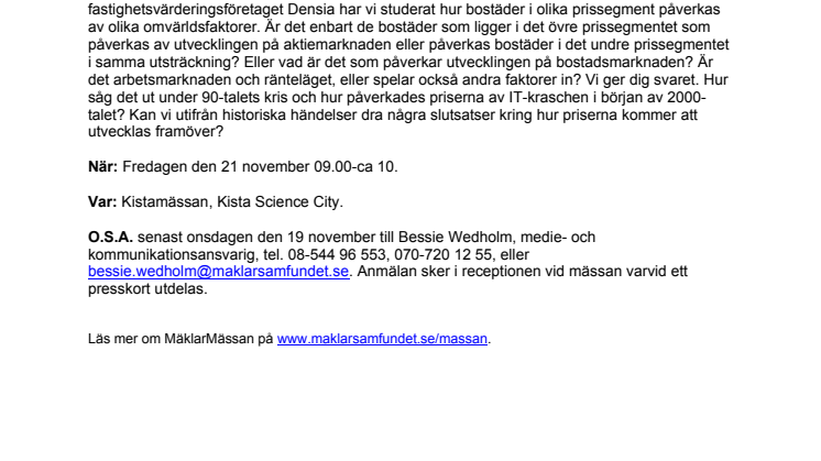 Inbjudan till pressträff i samband med MäklarMässan  