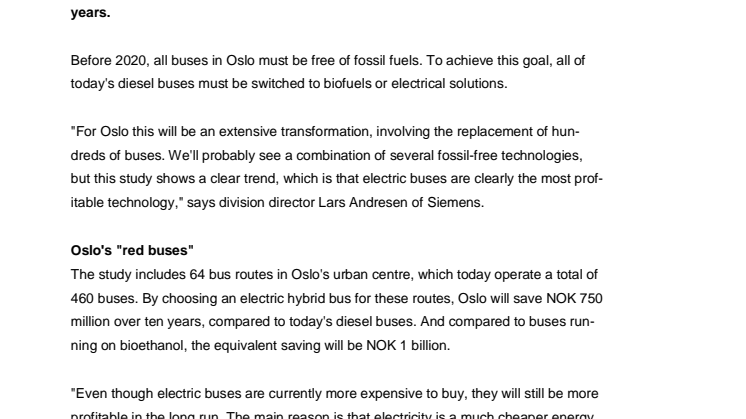 Oslo vil spare inntil en milliard med elektriske busser