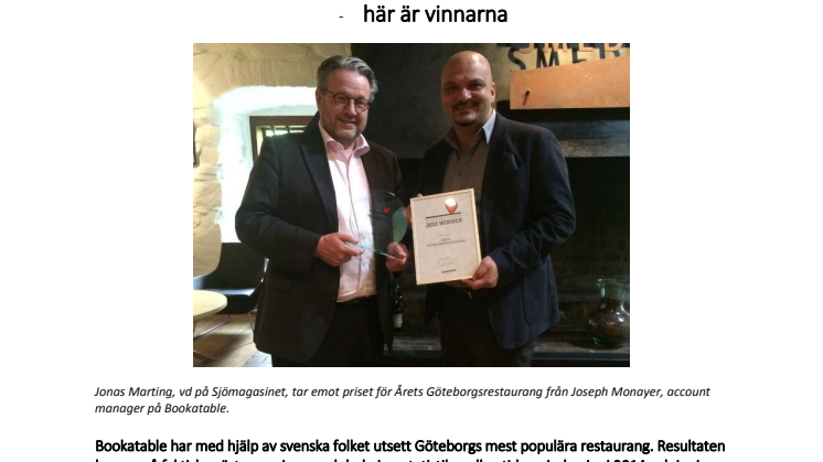 Göteborgs bästa restauranger utsedda - här är vinnarna 