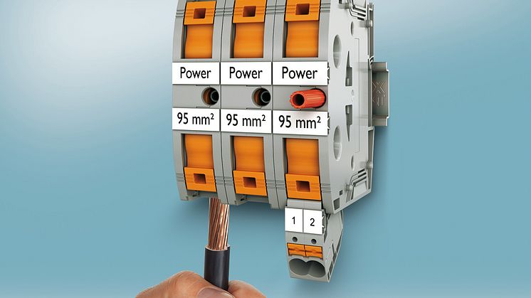 High-current terminals with push-in connection technology for conductors up to 95 mm²