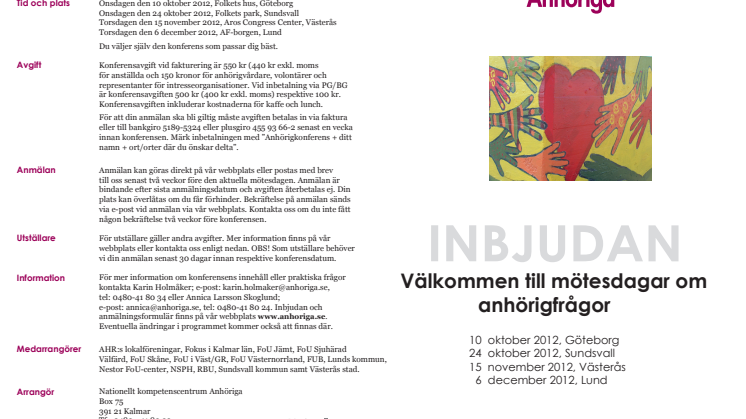 Pressinbjudan - Mötesdag om anhörigfrågor i Sundsvall