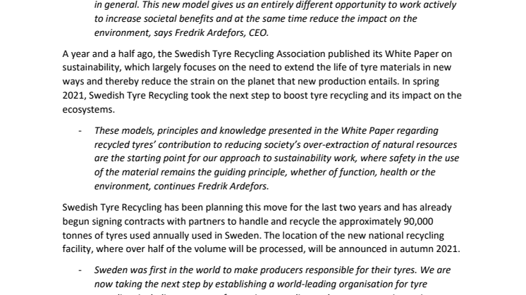 Press Release - The Swedish Tyre Recycling establish a world-leading recycling organisation.pdf
