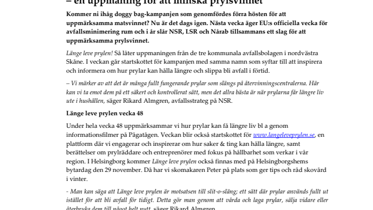 Länge leve prylen – en uppmaning för att minska prylsvinnet