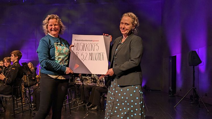 Banksjef i Sparebanken Sør Sandefjord Beate Haakestad og styreleder i Norges musikkorps forbund Sør Christine Hermansen