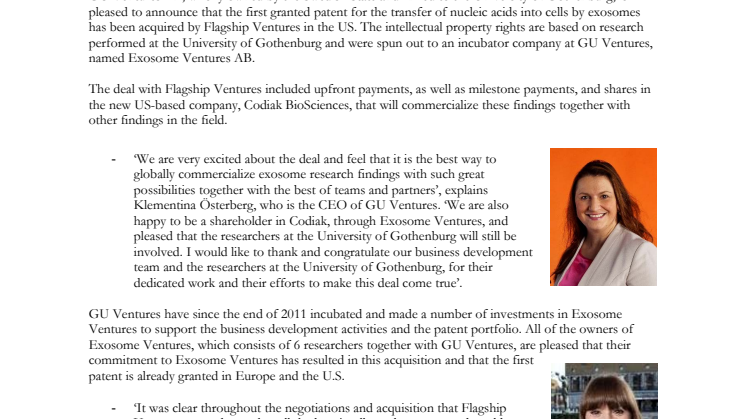 Flagship acquires exosome IPR