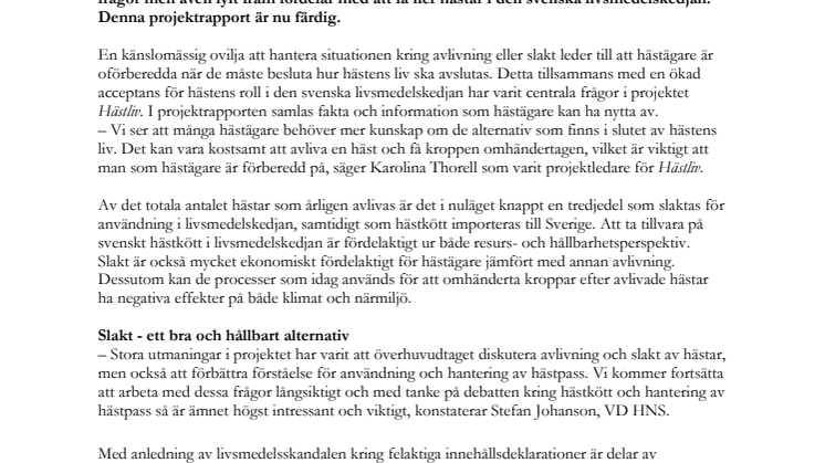 Hästliv – projektrapporten är klar!