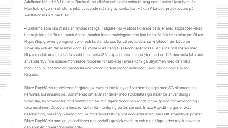 Snabbare underarbete hos Adolfsson Måleri AB med Blaze RapidStrip 
