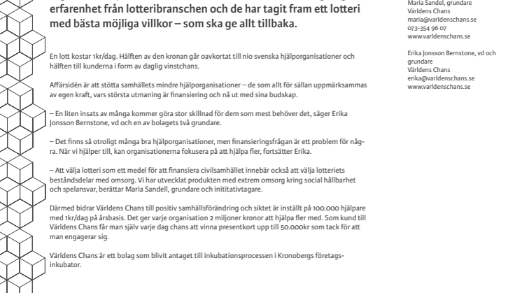 Nytt rikslotteri från Växjö  – Världens Chans