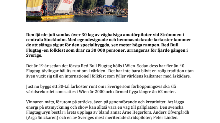 Dags för fjärde upplagan av Red Bull Flugtag