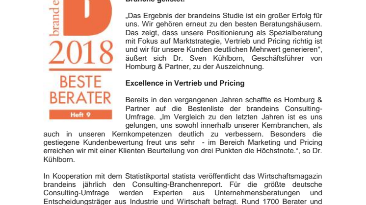 Konsequent exzellent: Zum vierten Mal in Folge Beste Berater!