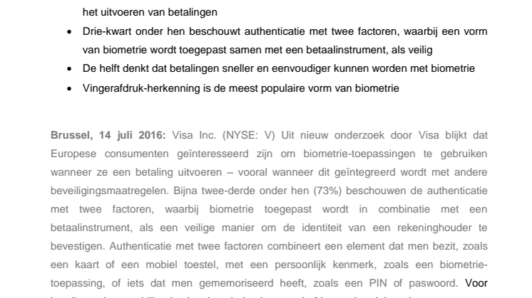 ​Europese consumenten klaar om betalingen te beveiligen met biometrie-toepassingen