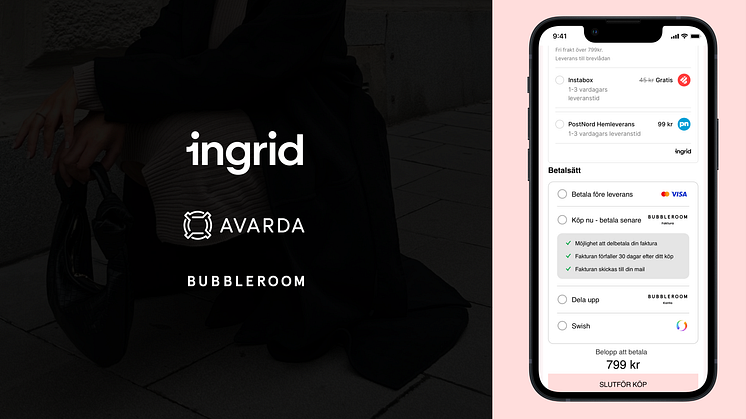 Bubbleroom launches an effortless online checkout experience with Avarda and Ingrid