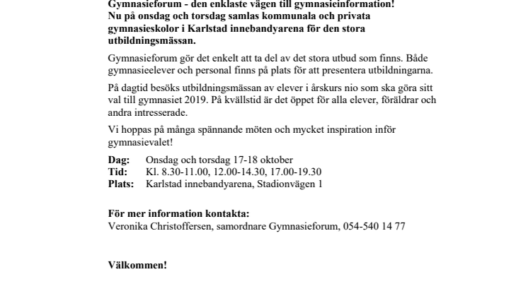 Pressinbjudan: Gymnasieforum 2018